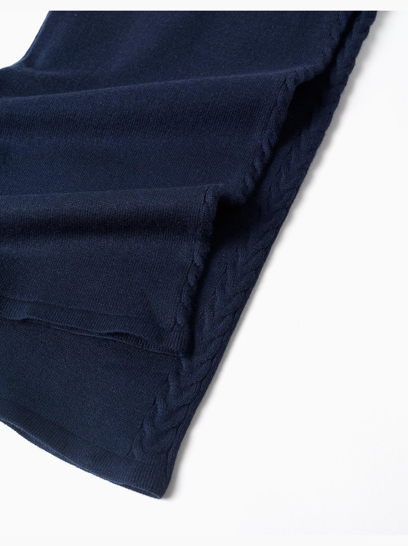 Pantaloni a gamba larga in maglia con dettagli a treccia Blu scuro - Kiabi