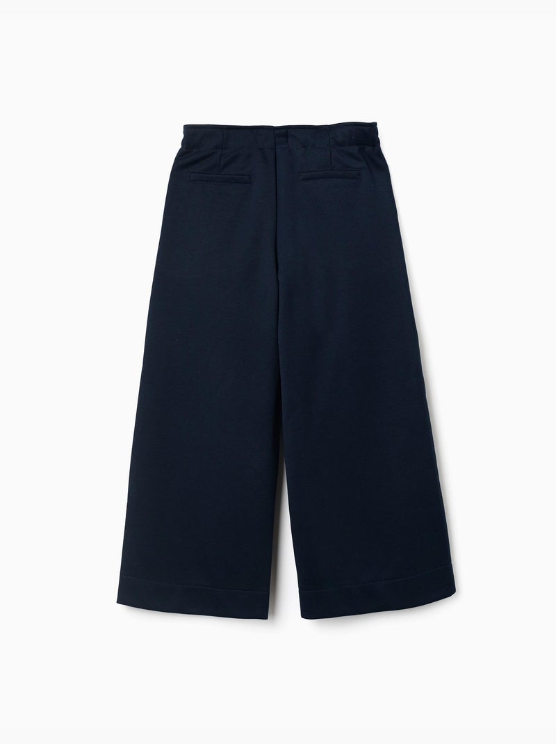 Pantaloni a gamba larga in maglia interlock Blu scuro - Kiabi