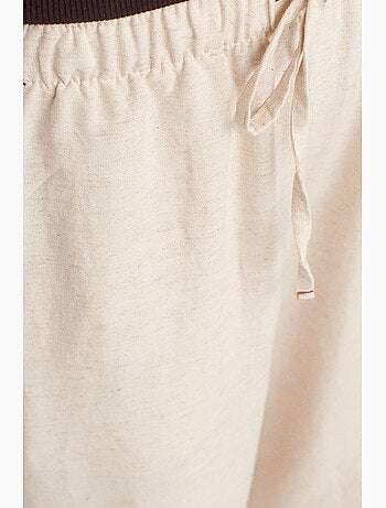 Pantaloni a gamba larga in misto lino dilvin