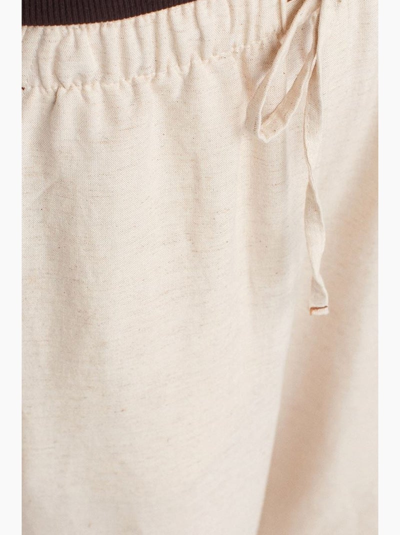 Pantaloni a gamba larga in misto lino dilvin Beige naturale - Kiabi