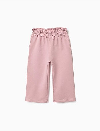 Pantaloni a gamba larga in pile con cintura elasticizzata