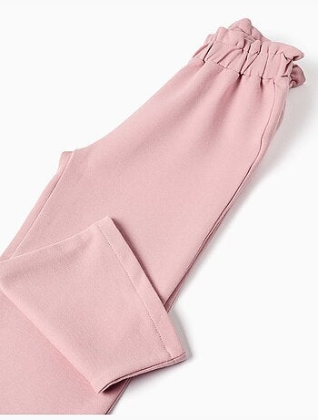 Pantaloni a gamba larga in pile con cintura elasticizzata