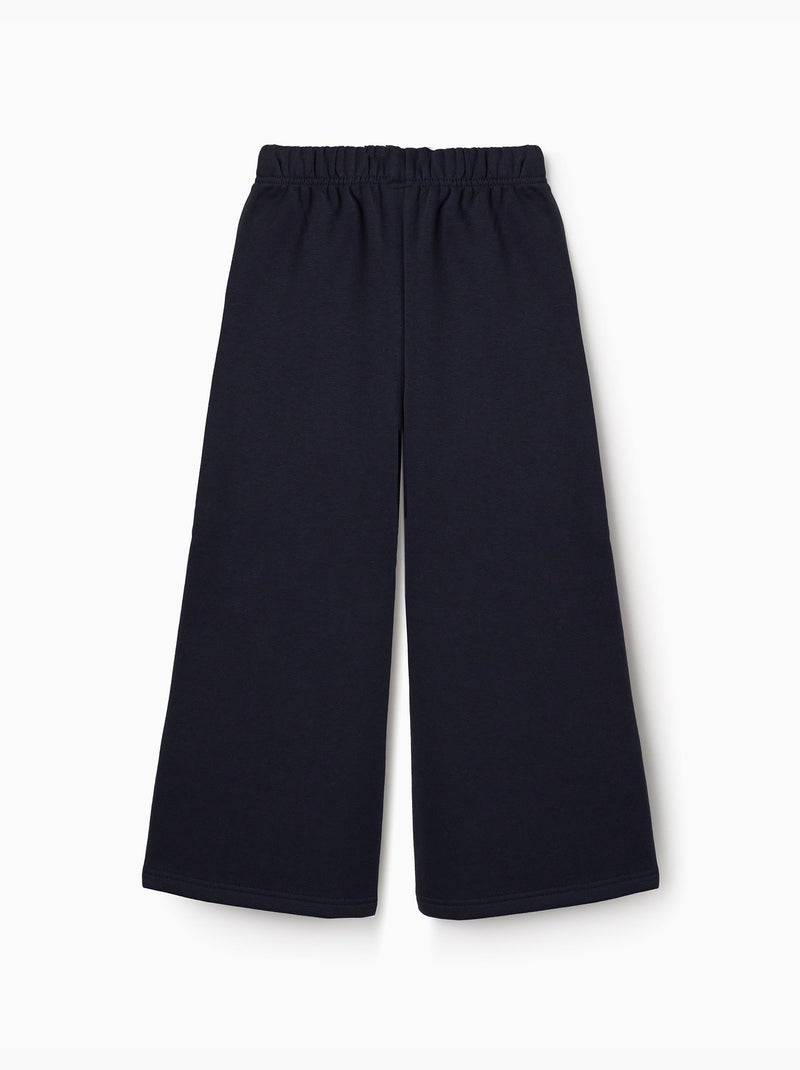 Pantaloni a gamba larga in pile con fodera spazzolata Blu scuro - Kiabi