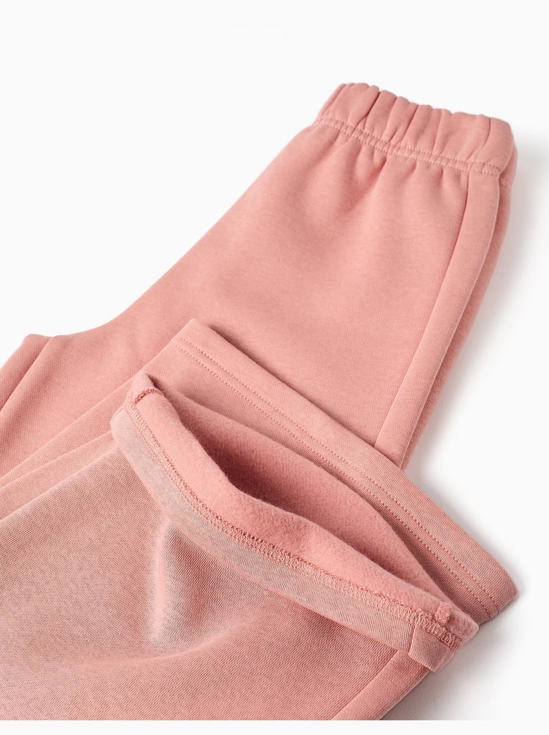 Pantaloni a gamba larga in pile con fodera spazzolata Rosa - Kiabi