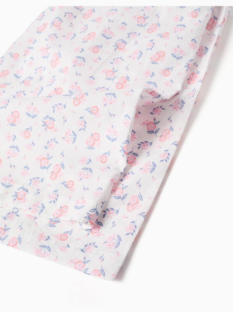 Pantaloni a gamba larga in popeline con motivo floreale Bianco - Kiabi