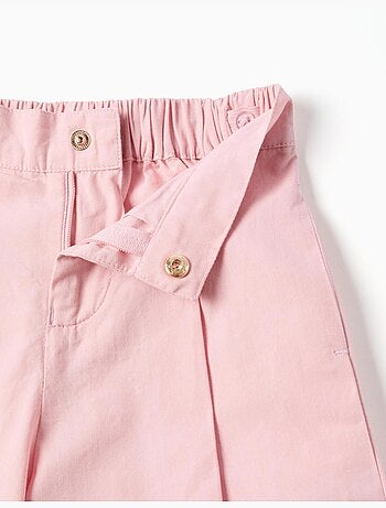 Pantaloni a gamba larga in popeline con pieghe frontali