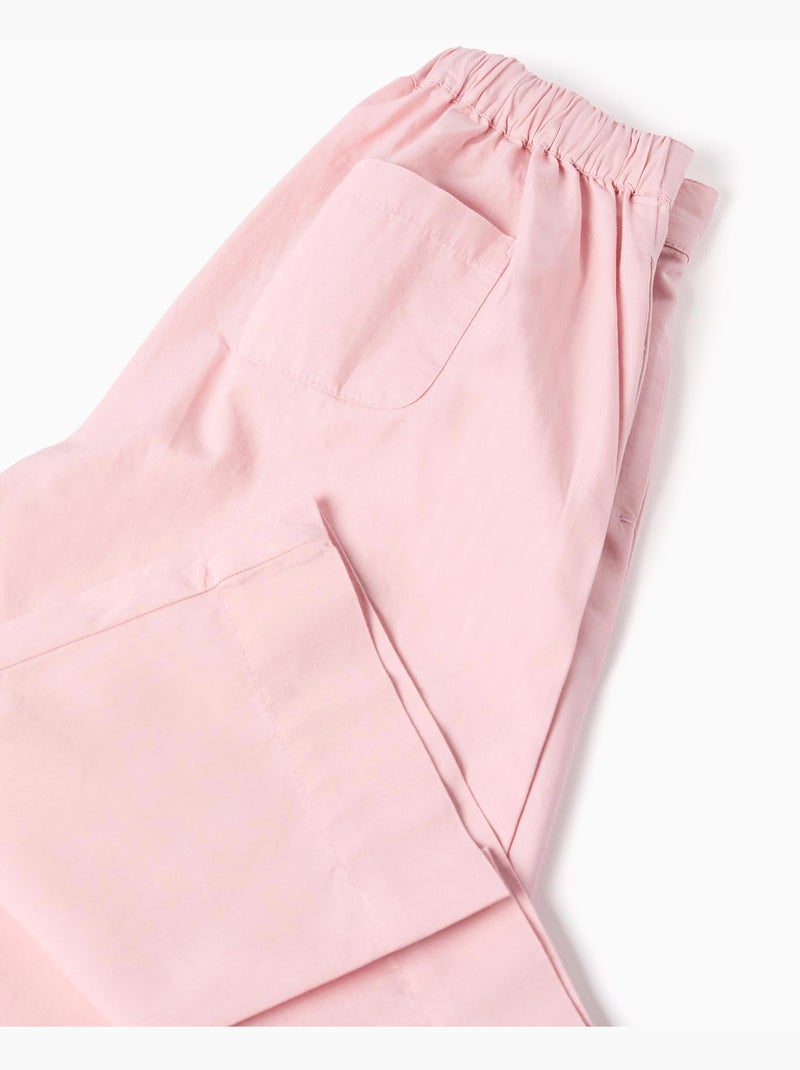 Pantaloni a gamba larga in popeline con pieghe frontali Rosa chiaro - Kiabi