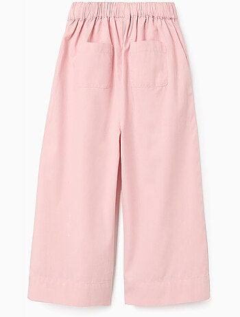 Pantaloni a gamba larga in popeline con pieghe frontali