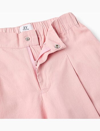 Pantaloni a gamba larga in popeline con pieghe frontali