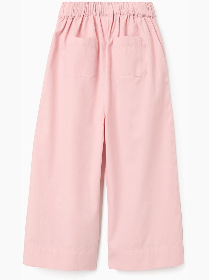 Pantaloni a gamba larga in popeline con pieghe frontali Rosa chiaro - Kiabi