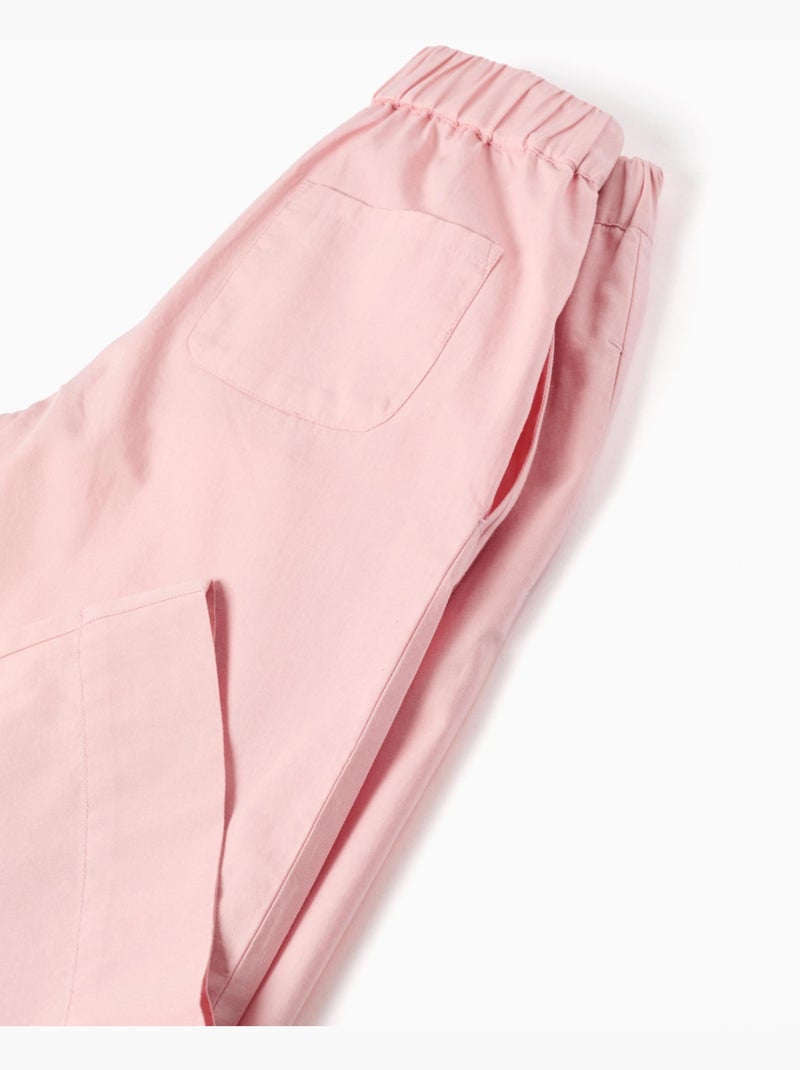 Pantaloni a gamba larga in popeline con pieghe frontali Rosa chiaro - Kiabi