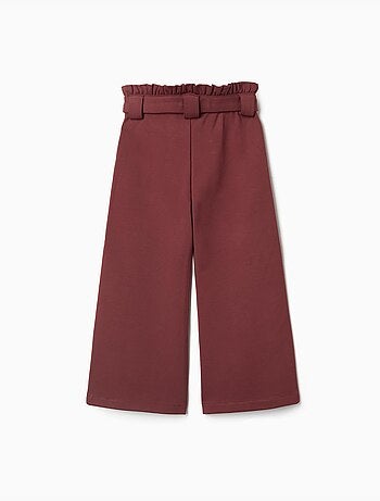 Pantaloni a gamba larga in punta di Roma con cintura