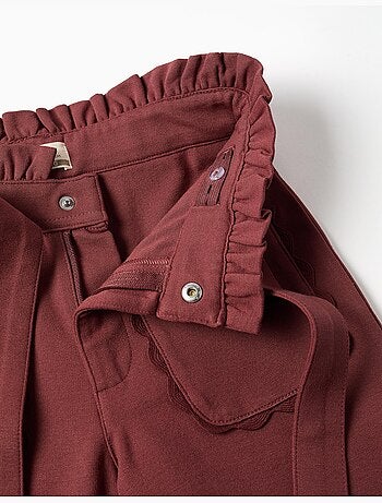 Pantaloni a gamba larga in punta di Roma con cintura