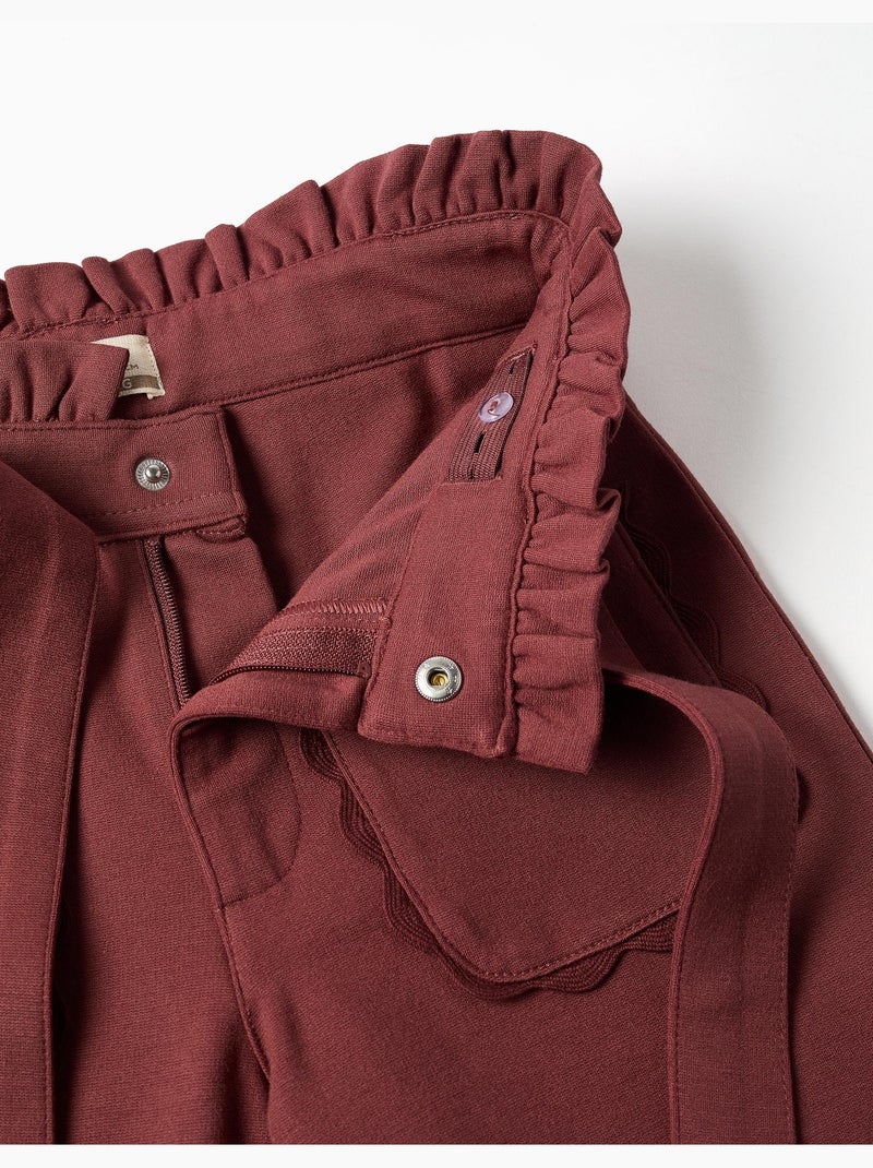 Pantaloni a gamba larga in punta di Roma con cintura Marrone - Kiabi