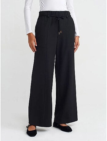 Pantaloni a gamba larga in tessuto con vita elasticizzata e coulisse
