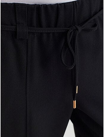 Pantaloni a gamba larga in tessuto con vita elasticizzata e coulisse