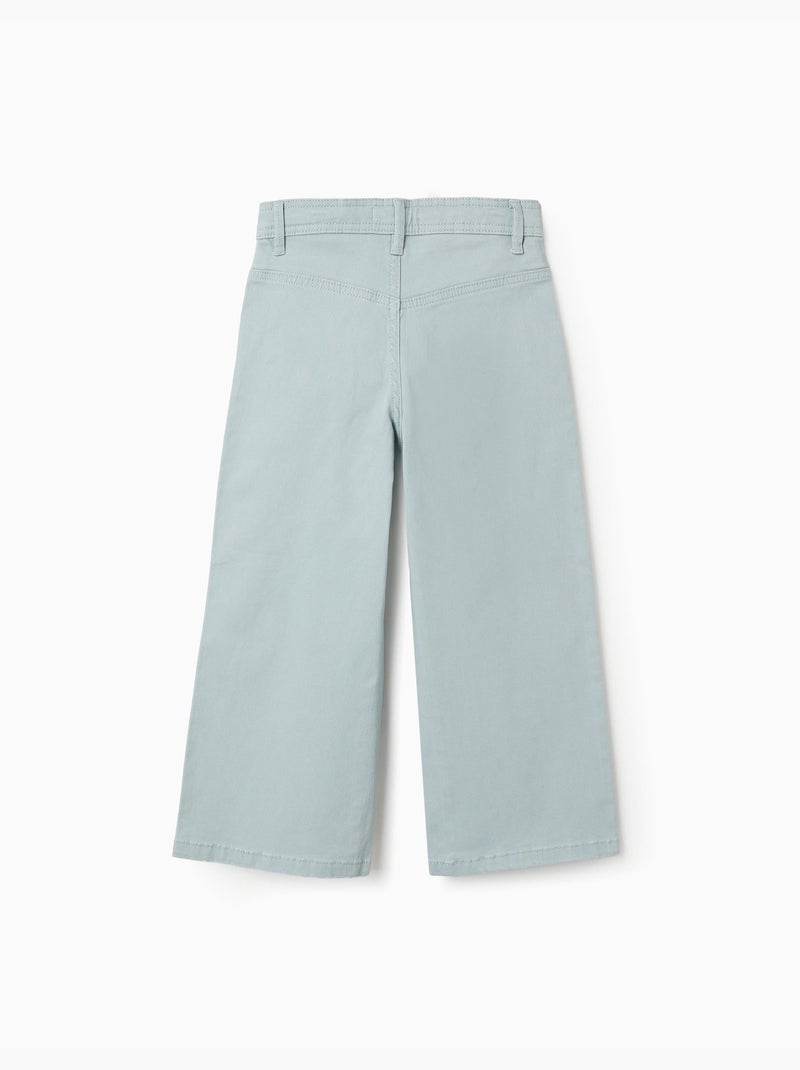 Pantaloni a gamba larga in twill con borchie decorative Verde chiaro - Kiabi