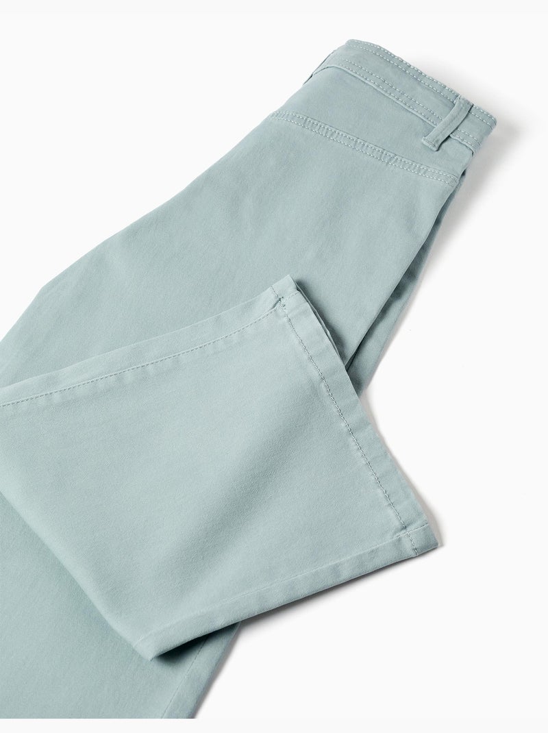 Pantaloni a gamba larga in twill con borchie decorative Verde chiaro - Kiabi