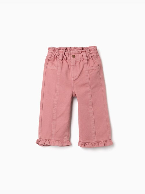 Pantaloni a gamba larga in twill con orli arricciati - Kiabi Pantaloni a gamba larga in twill con orli arricciati - Kiabi