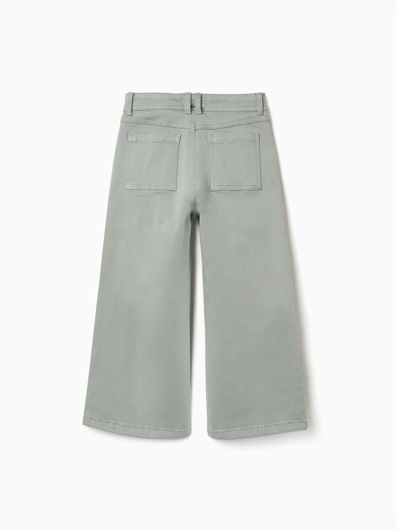 Pantaloni a gamba larga in twill con quattro tasche Verde - Kiabi