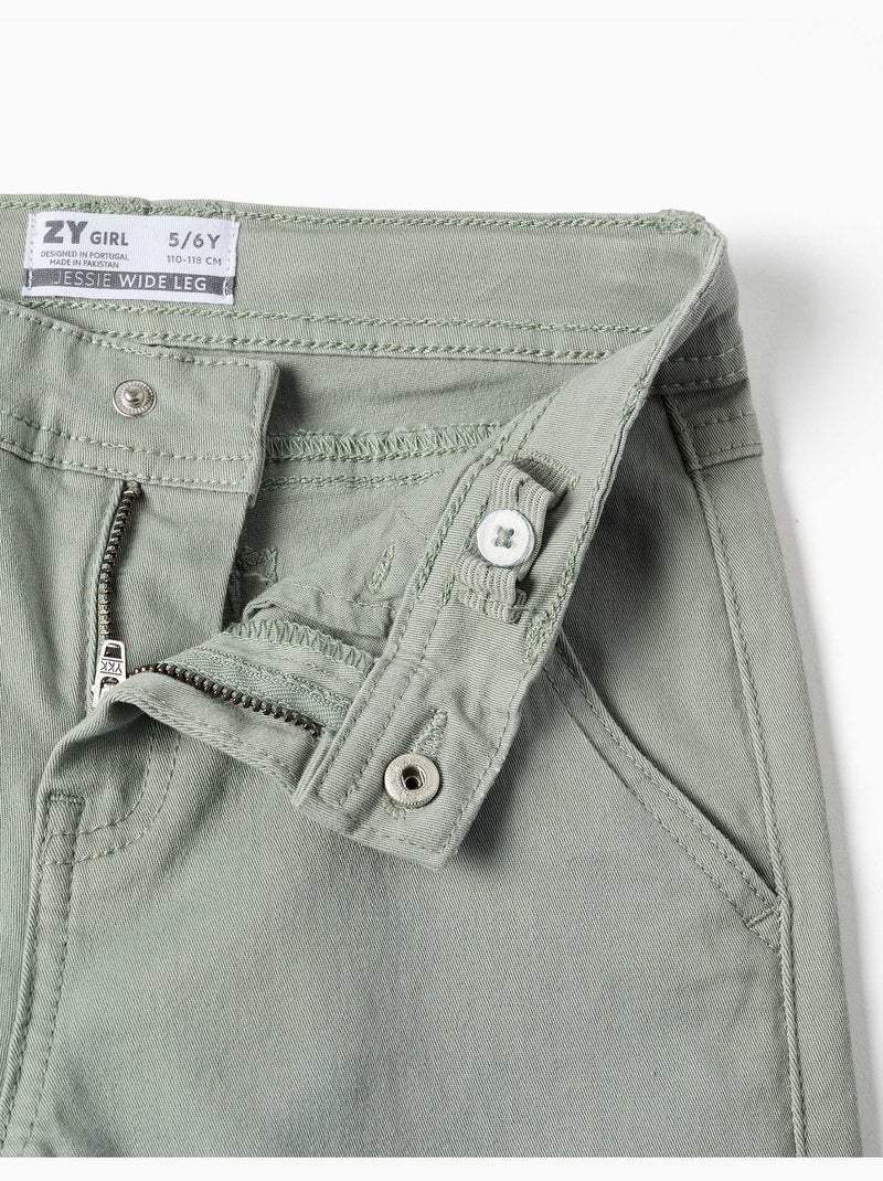 Pantaloni a gamba larga in twill con quattro tasche Verde - Kiabi