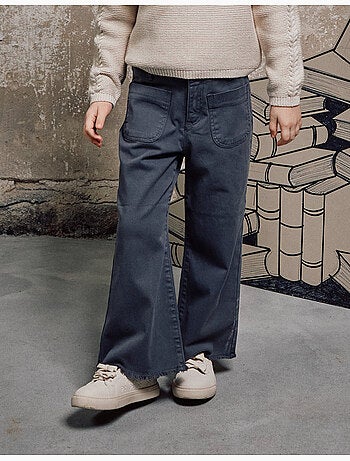 Pantaloni a gamba larga in twill con tasche applicate b&s