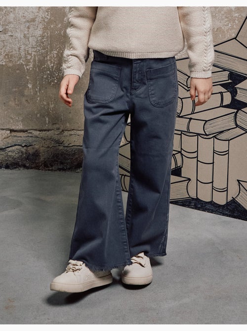 Pantaloni a gamba larga in twill con tasche applicate b&s - Kiabi