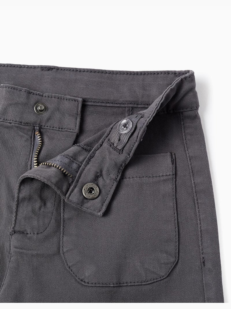 Pantaloni a gamba larga in twill con tasche applicate b&s Grigio scuro - Kiabi