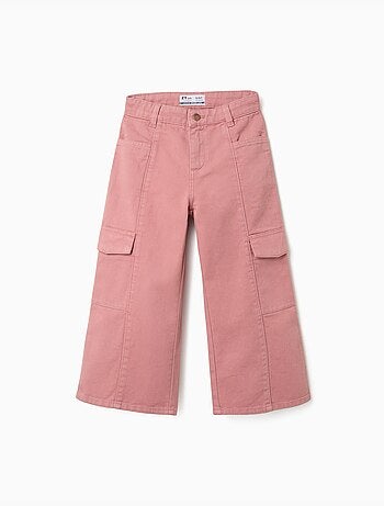 Pantaloni a gamba larga in twill con tasche cargo