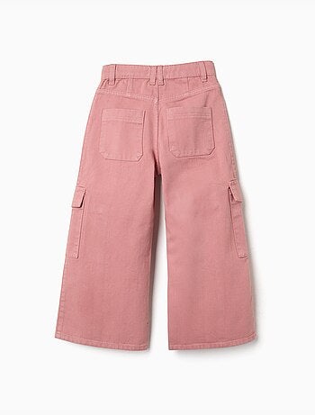 Pantaloni a gamba larga in twill con tasche cargo