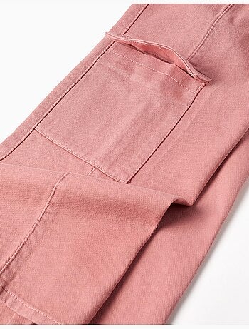 Pantaloni a gamba larga in twill con tasche cargo