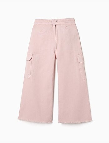 Pantaloni a gamba larga in twill con tasche cargo