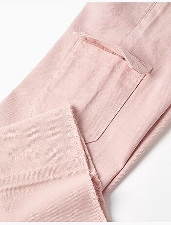 Pantaloni a gamba larga in twill con tasche cargo
