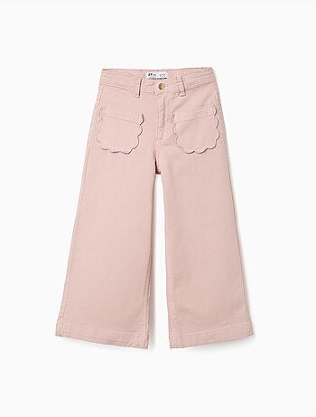 Pantaloni a gamba larga in twill con tasche frontali