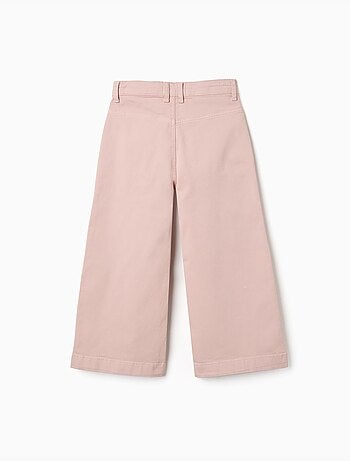 Pantaloni a gamba larga in twill con tasche frontali