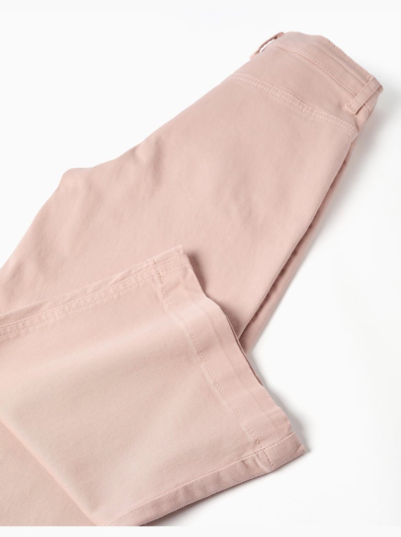 Pantaloni a gamba larga in twill con tasche frontali Rosa chiaro - Kiabi