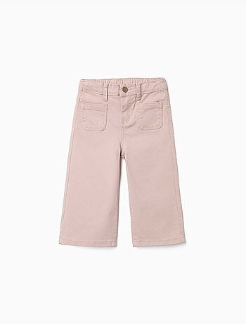 Pantaloni a gamba larga in twill con tasche frontali