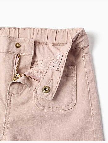 Pantaloni a gamba larga in twill con tasche frontali