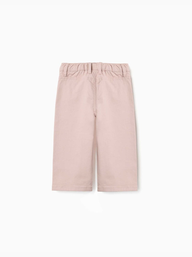 Pantaloni a gamba larga in twill con tasche frontali Rosa chiaro - Kiabi