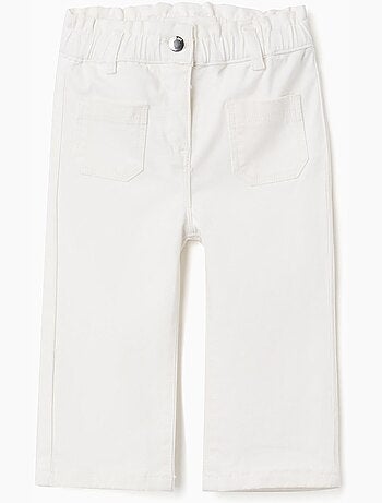 Pantaloni a gamba larga in twill con vita paperbag