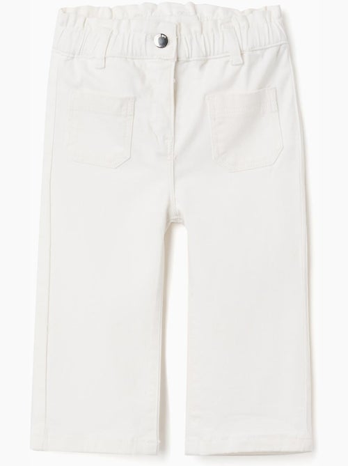 Pantaloni a gamba larga in twill con vita paperbag - Kiabi