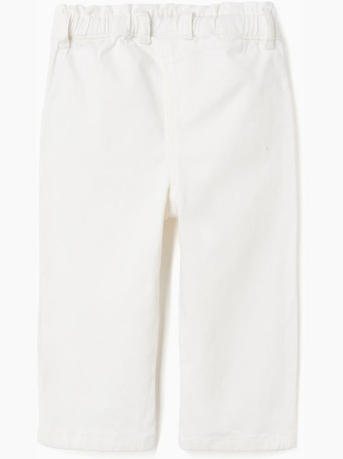 Pantaloni a gamba larga in twill con vita paperbag - Kiabi