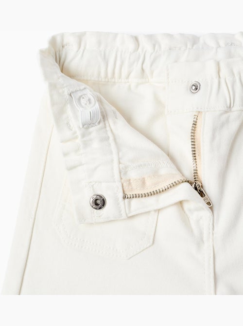 Pantaloni a gamba larga in twill con vita paperbag - Kiabi