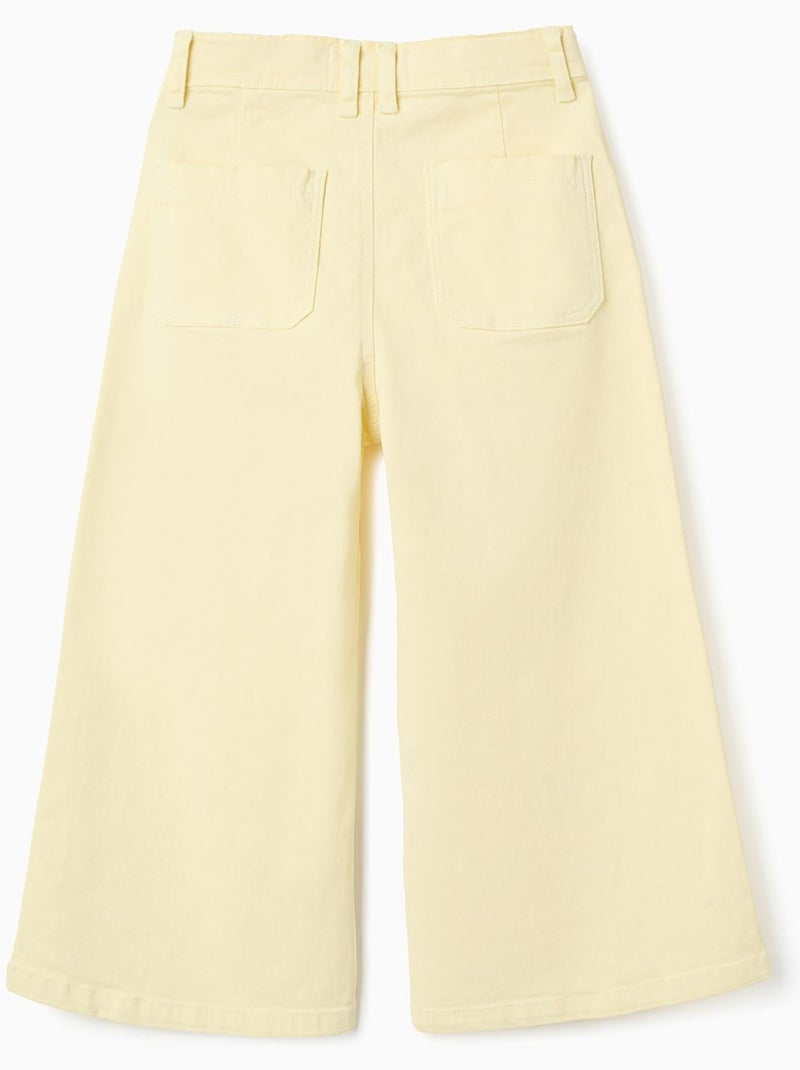 Pantaloni a gamba larga in twill Giallo chiaro - Kiabi