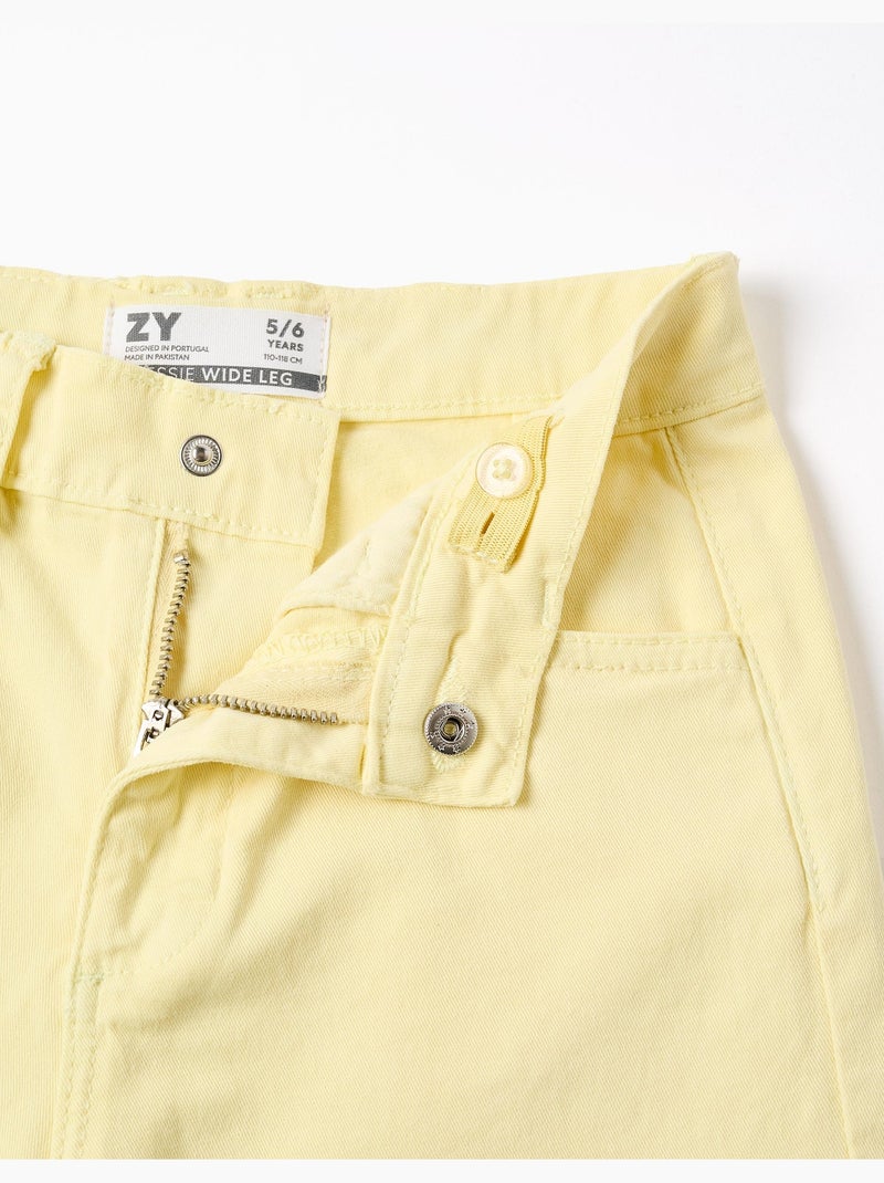 Pantaloni a gamba larga in twill Giallo chiaro - Kiabi