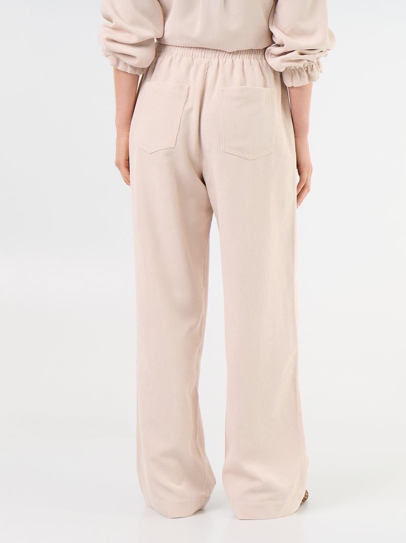 Pantaloni a gamba larga in velluto a coste Beige - Kiabi