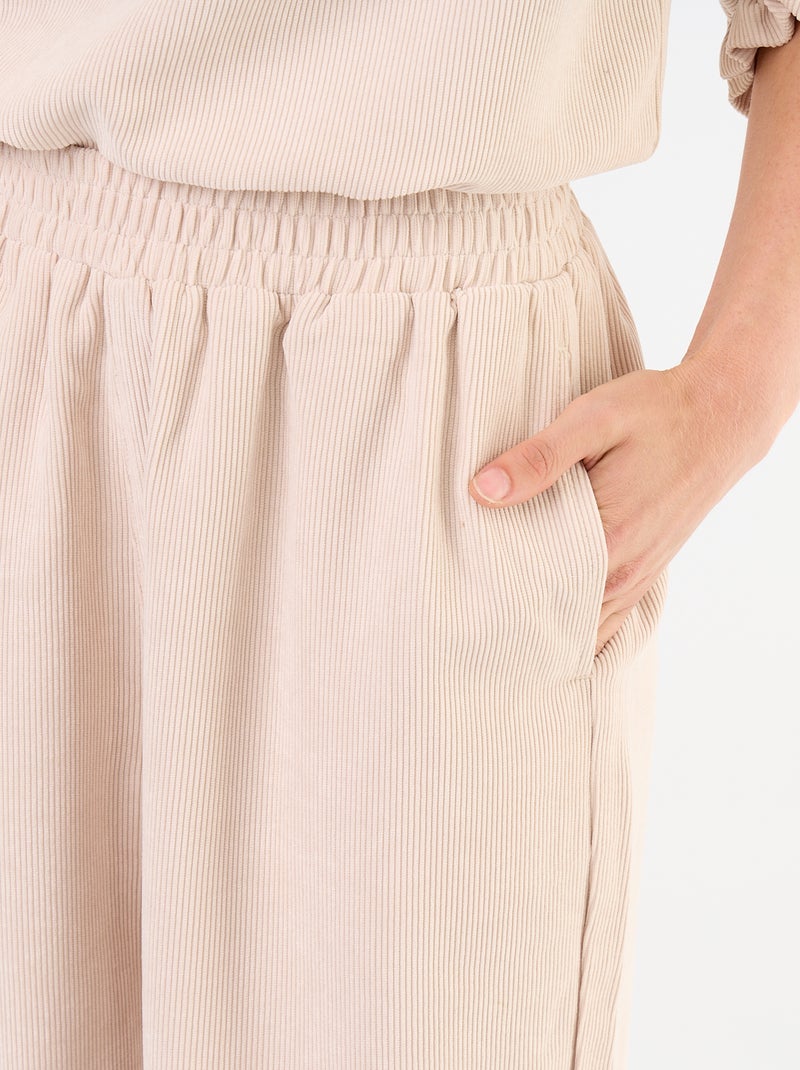 Pantaloni a gamba larga in velluto a coste Beige - Kiabi