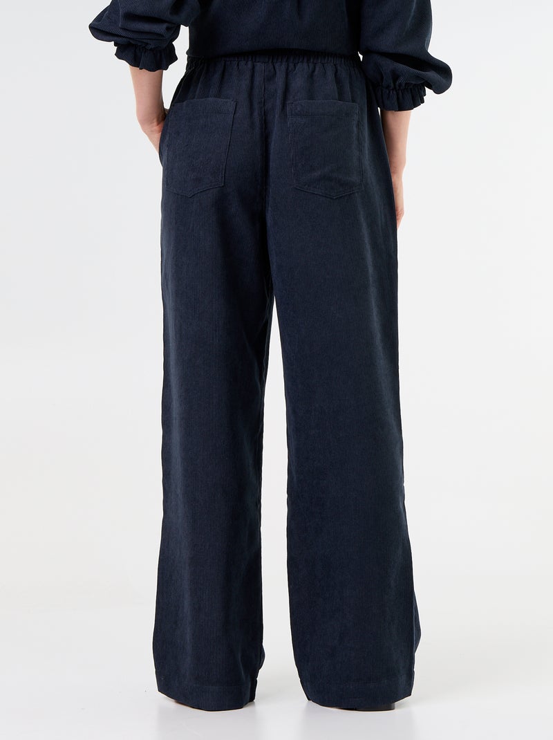 Pantaloni a gamba larga in velluto a coste Blu - Kiabi