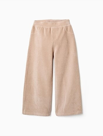 Pantaloni a gamba larga in velluto a coste con cintura elastica