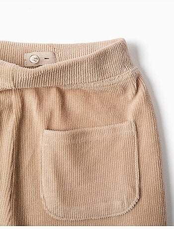 Pantaloni a gamba larga in velluto a coste con cintura elastica